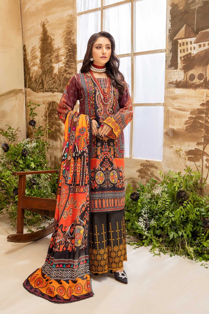 Fleurel - Digital Printed And Embroidered Lawn 3PC